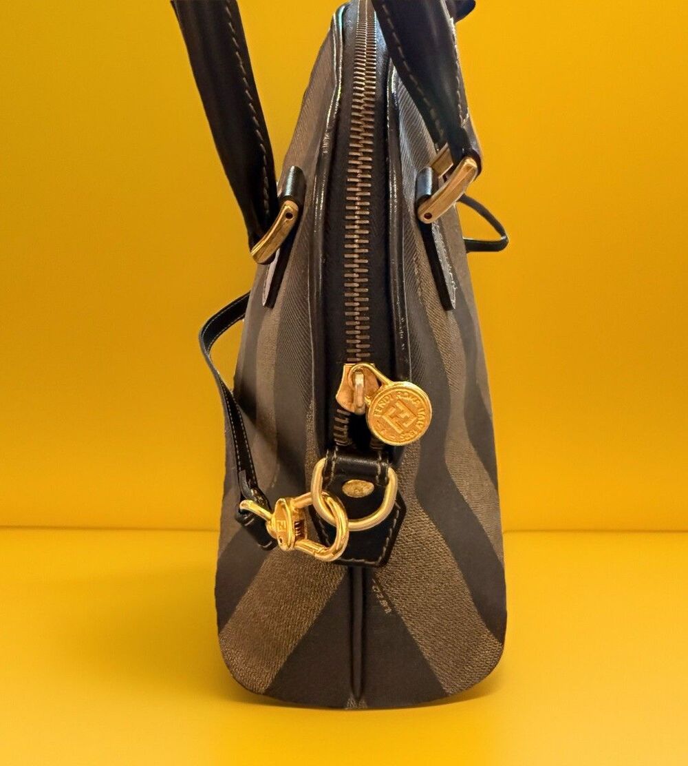 FENDI Vintage Pequin Coated Canvas Dome 2-Way Bag Excellent Used Condition - Picture 6 of 16